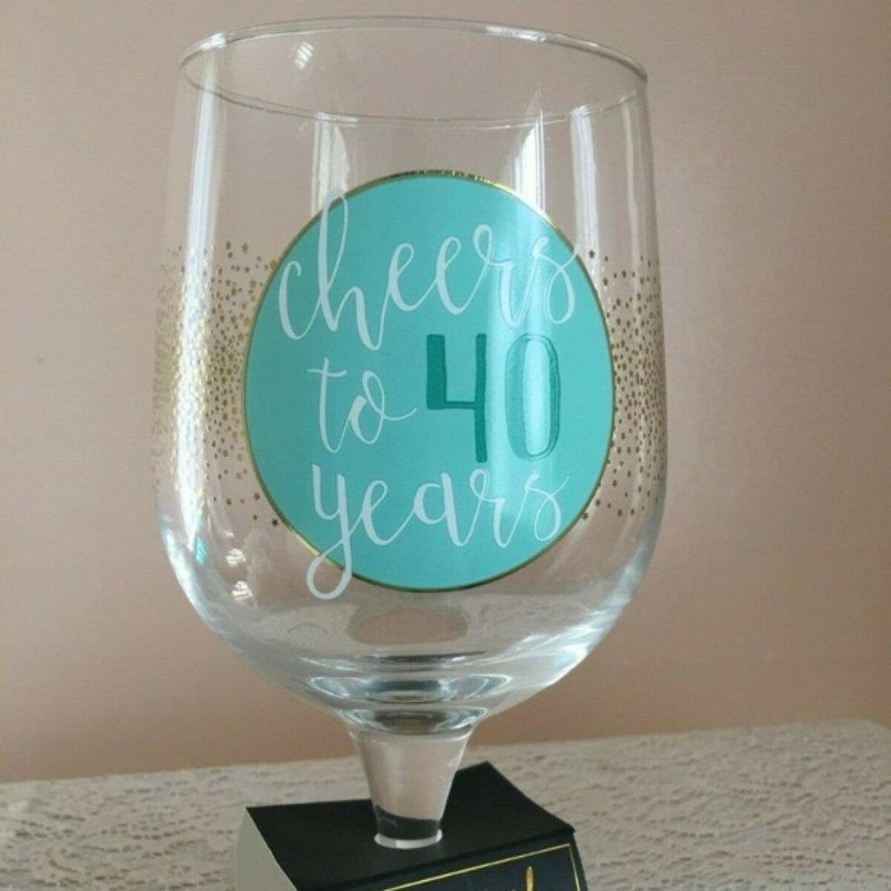 NEW Wine Glass Cheers to 40 Years 40th Birthday Girl Humor Gift 30oz Oversized